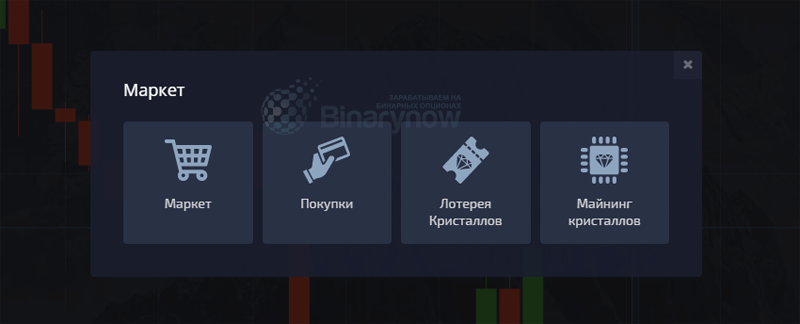 Маркет внутри терминала Покет Опшн